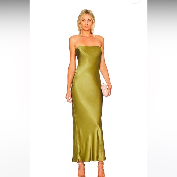 SNDYS x Revolve Angel Strapless Midi Dress in Olive - Picture 4 of 8